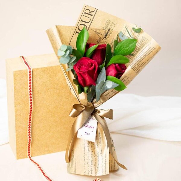 Buquê de 3 Rosas Vermelhas Importadas